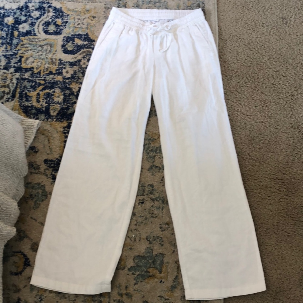 White linen pants